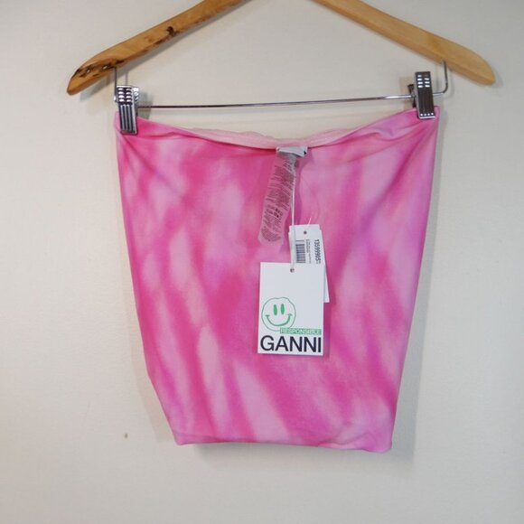 GANNI BIKINI SET Strapless Swim Top & Bottom Size S 36 Pink Tie Dye NEW $240 - Picture 8 of 16